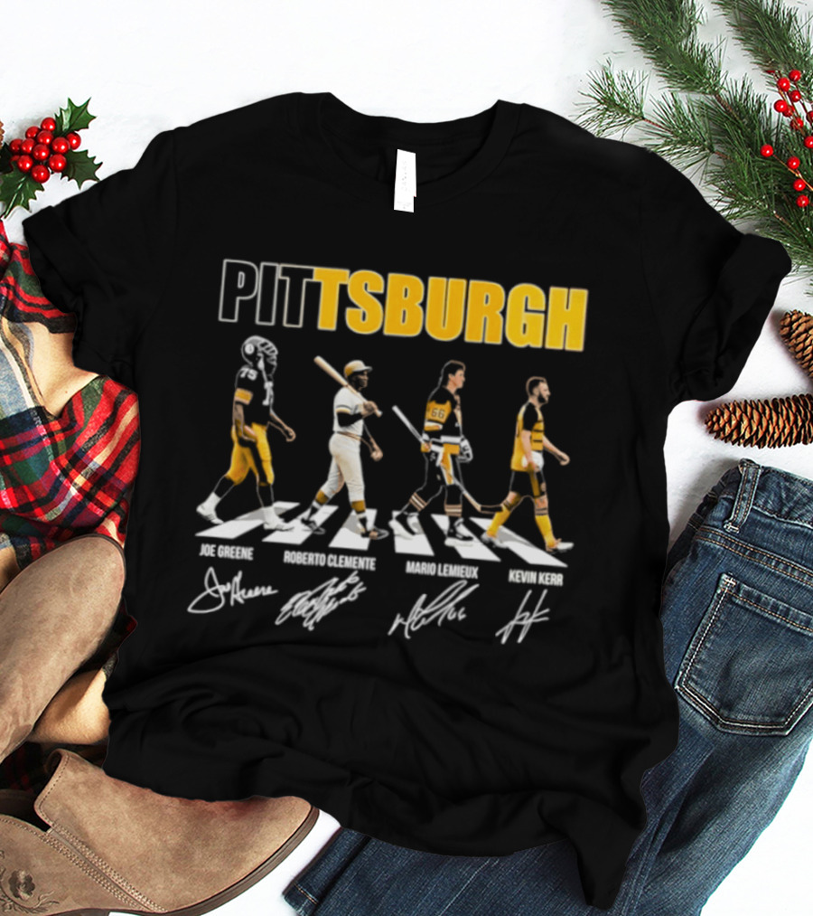 Pittsburgh Steelers Pirates Penguins Crossing Signatures T-Shirt