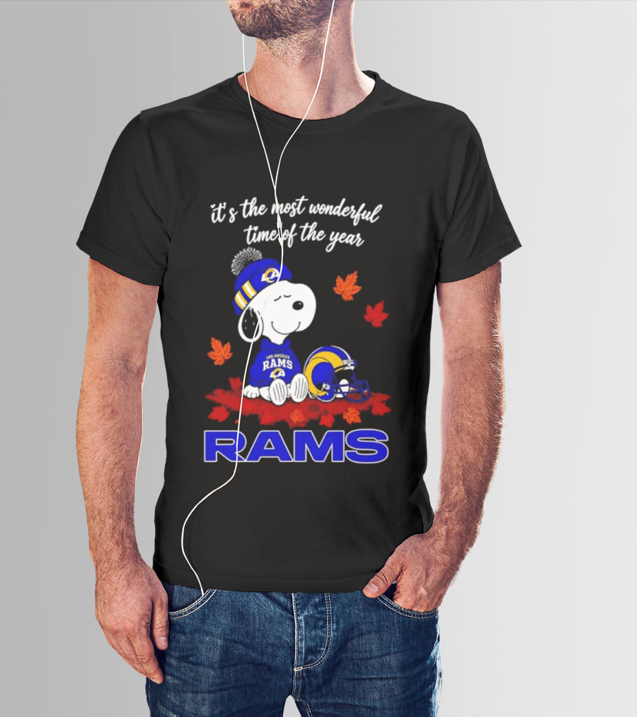 Los Angeles Rams Snoopy Fall Halloween It's The Most Wonderful Time Of The Year 2026 T-Shirt