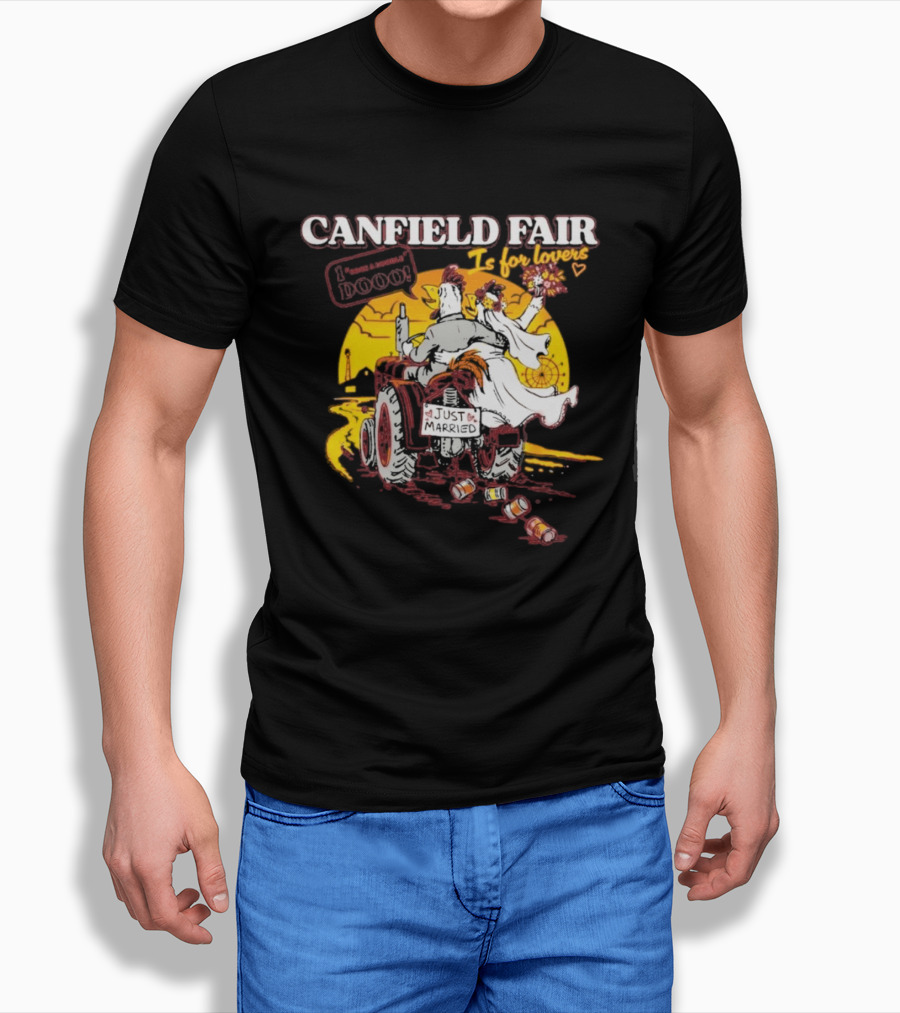Canfield Fair Just Married Romance Tractor Boom Sunset T-Shirt