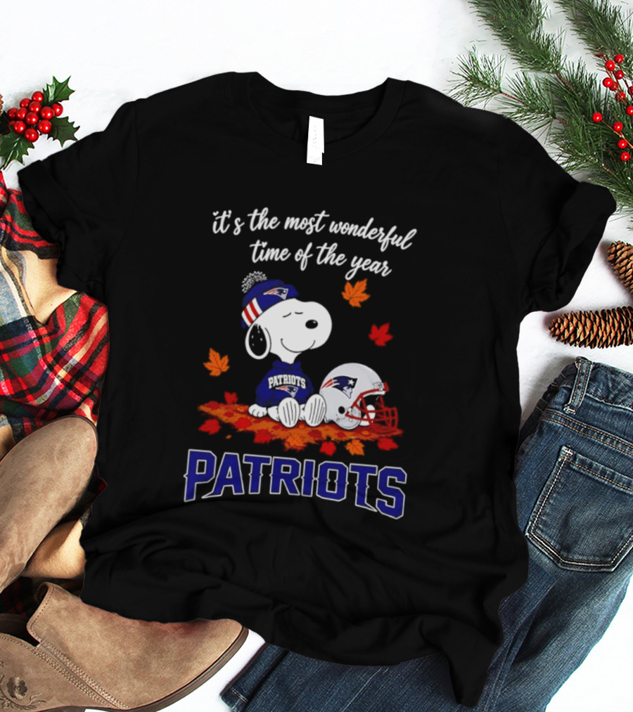 New England Patriots Snoopy Fall Halloween 2026 Most Wonderful Time Of The Year T-Shirt