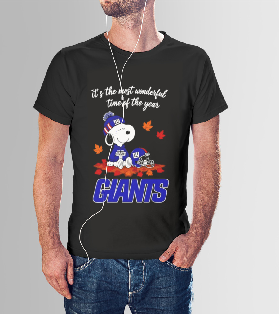 New York Giants Snoopy Fall Halloween 2026 Most Wonderful Time Of The Year T-Shirt