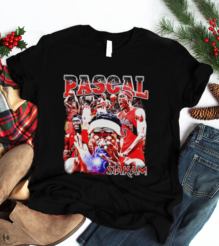 Pascal Siakam Toronto Raptors Thunder Eyes Basketball Player Action Collage T-Shirt