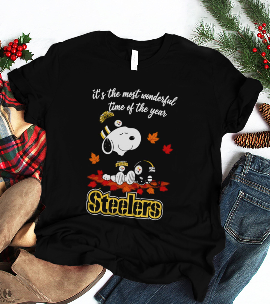 Pittsburgh Steelers Snoopy Fall Halloween 2026 It's The Most Wonderful Time Of The Year T-Shirt