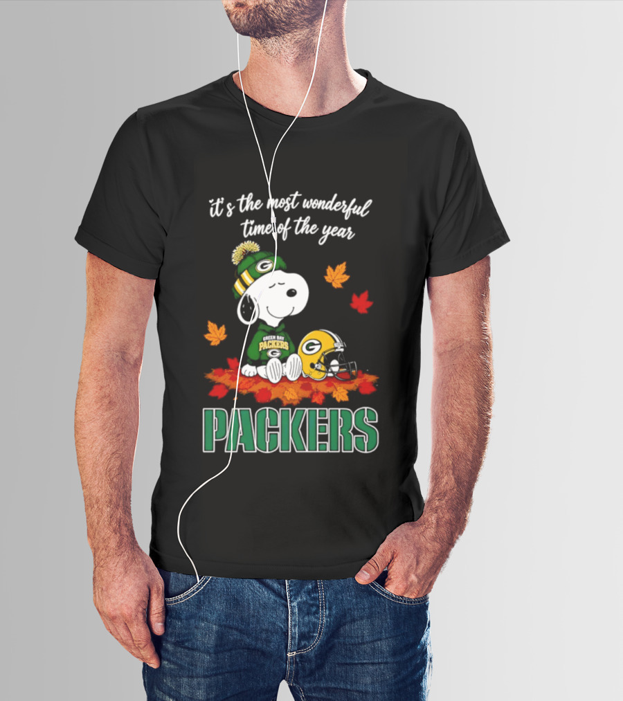 Packers Snoopy Fall Halloween 2026 Most Wonderful Time Of The Year T-Shirt