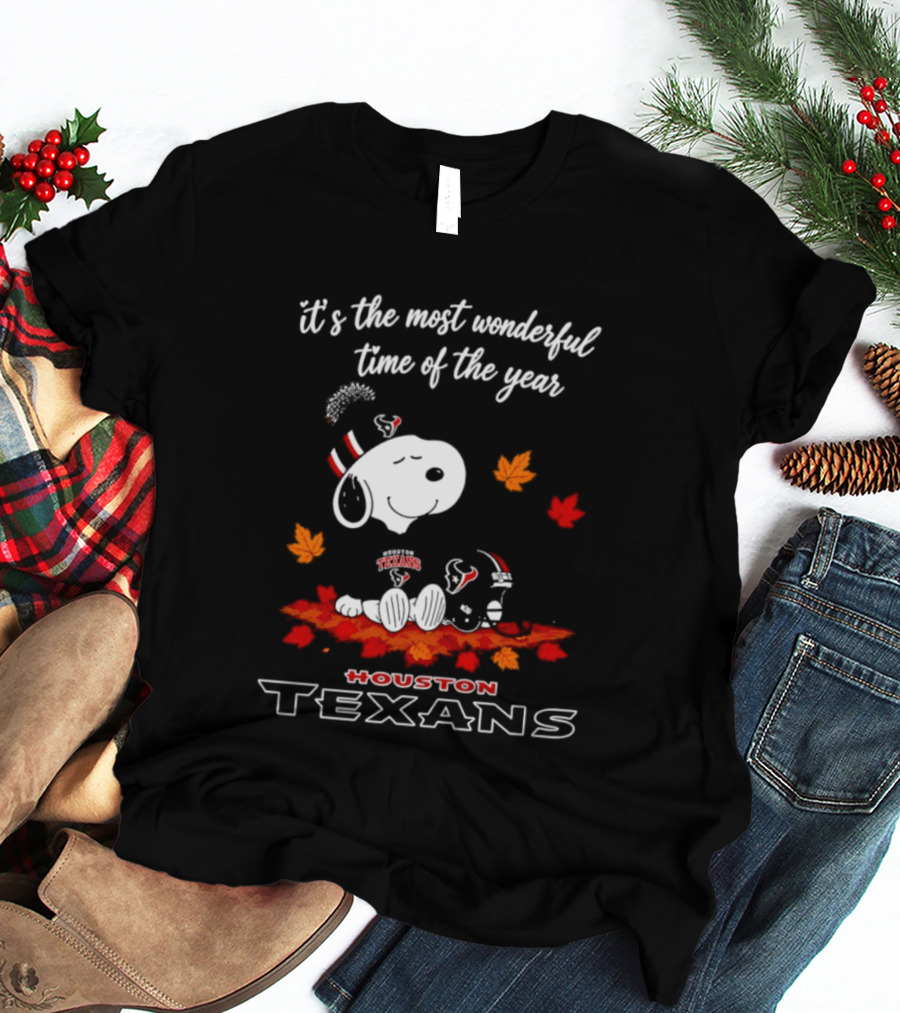 Houston Texans Snoopy Fall Halloween 2026 Most Wonderful Time Of The Year T-Shirt