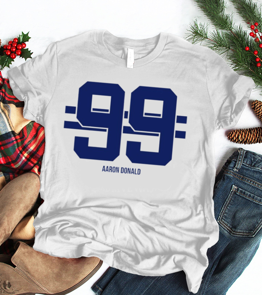 Aaron Donald 99 Los Angeles Rams Stripe Number T-Shirt