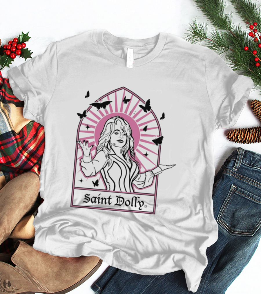 Saint Dolly Pink Sunburst With Butterflies T-Shirt
