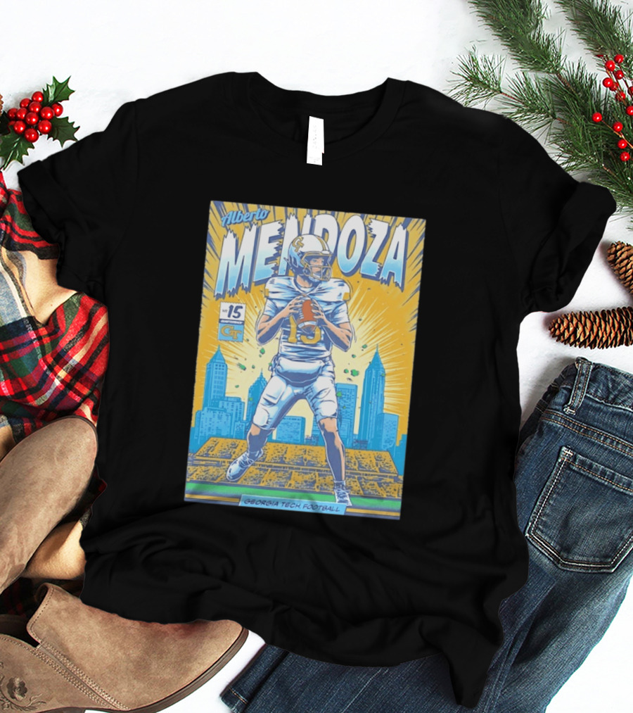 Alberto Mendoza Georgia Tech Football No 15 Yellow Jackets T-Shirt