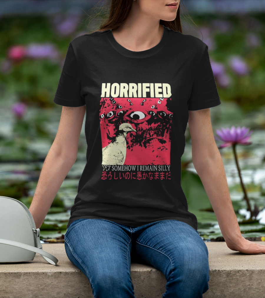 Horrified Pigeon Yet Somehow I Remain Silly Japanese T-Shirt
