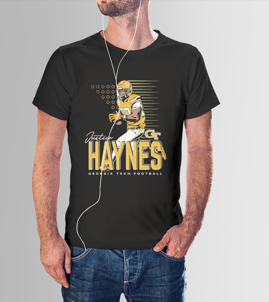 Justice Haynes Georgia Tech Yellow Jackets Football GT T-Shirt