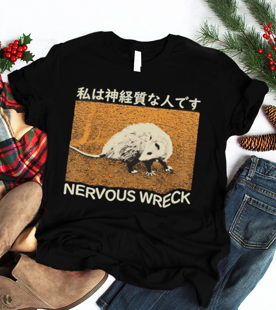 Opossum Nervous Wreck Vintage Style Wildlife Humor T-Shirt