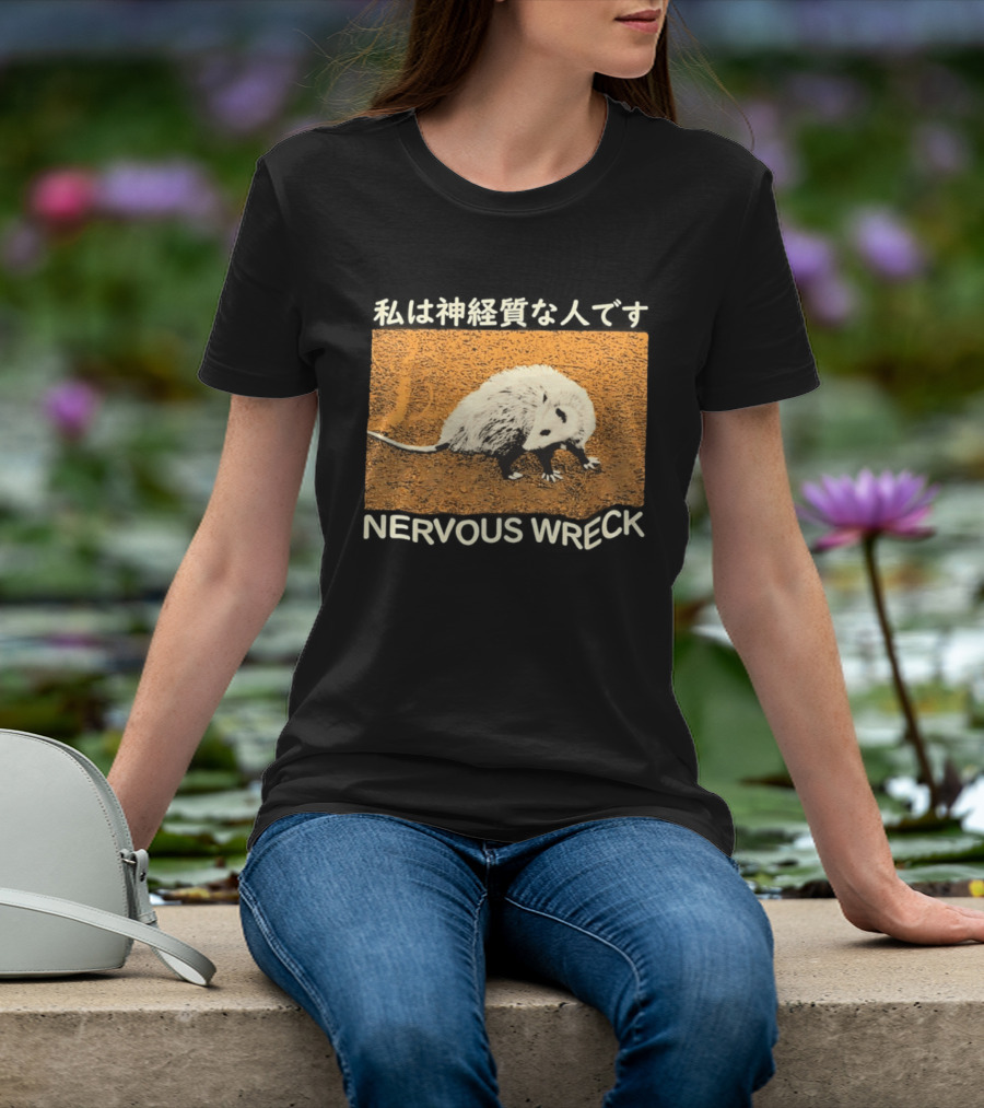 Opossum Nervous Wreck Vintage Style Wildlife Humor T-Shirt