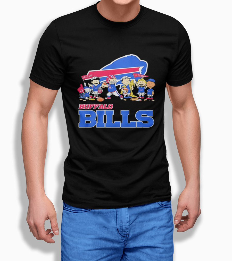 Peanuts Characters Supporting Buffalo Bills Team Fan Gear T-Shirt
