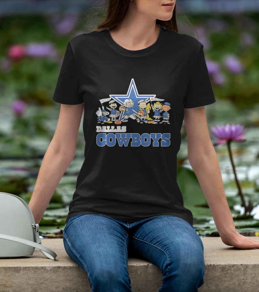 Dallas Cowboys Peanuts Characters Team Collaboration T-Shirt