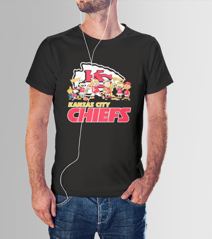 Kansas City Chiefs Peanuts Characters Go Team Let's Go T-Shirt