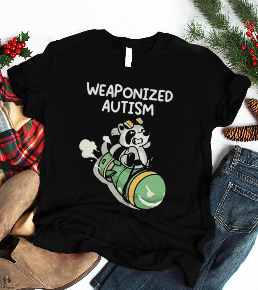Weaponized Autism Raccoon Riding Missile T-Shirt