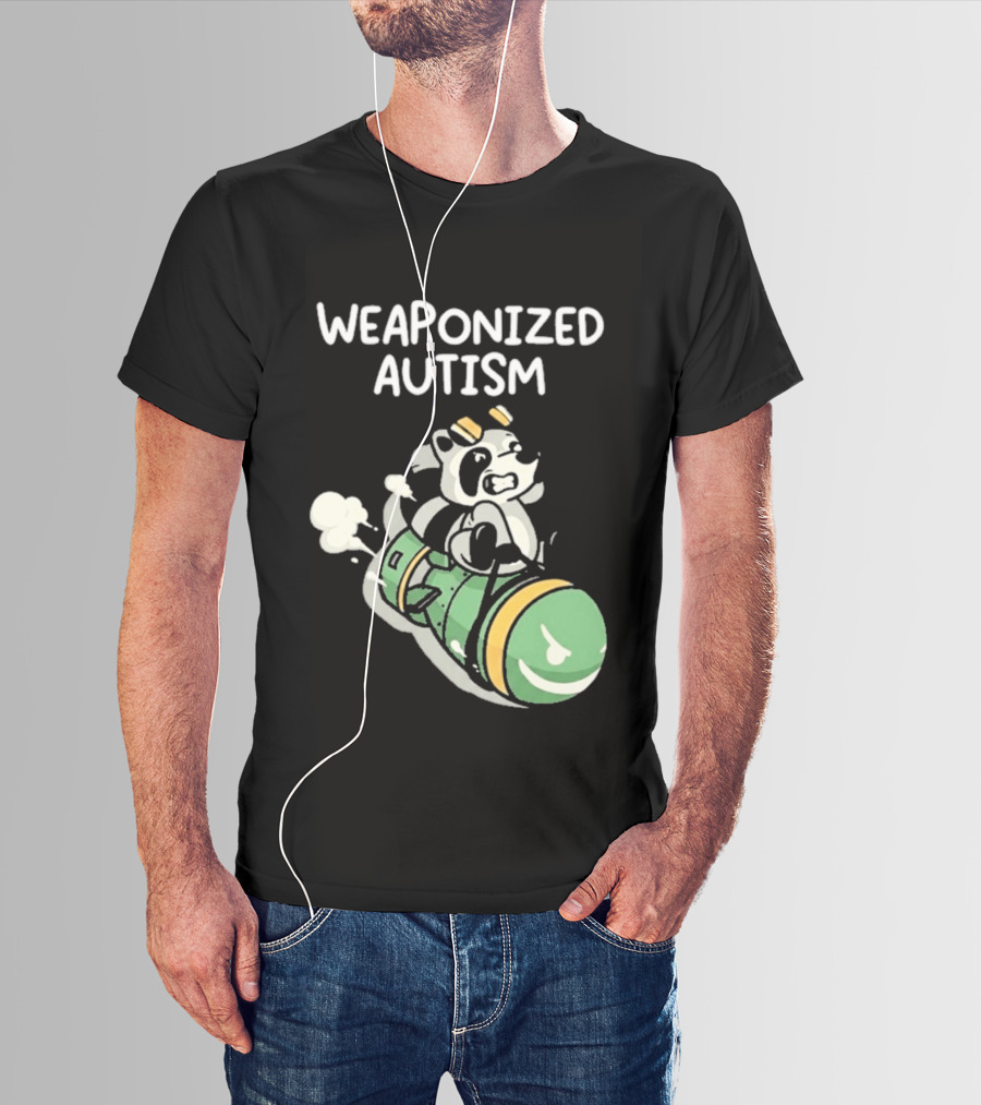 Weaponized Autism Raccoon Riding Missile T-Shirt