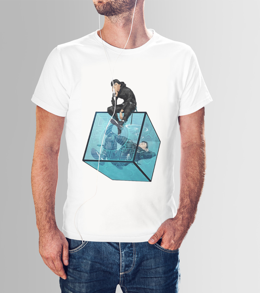 Ghostwire Tokyo Character Sitting On Cyber Cube T-Shirt