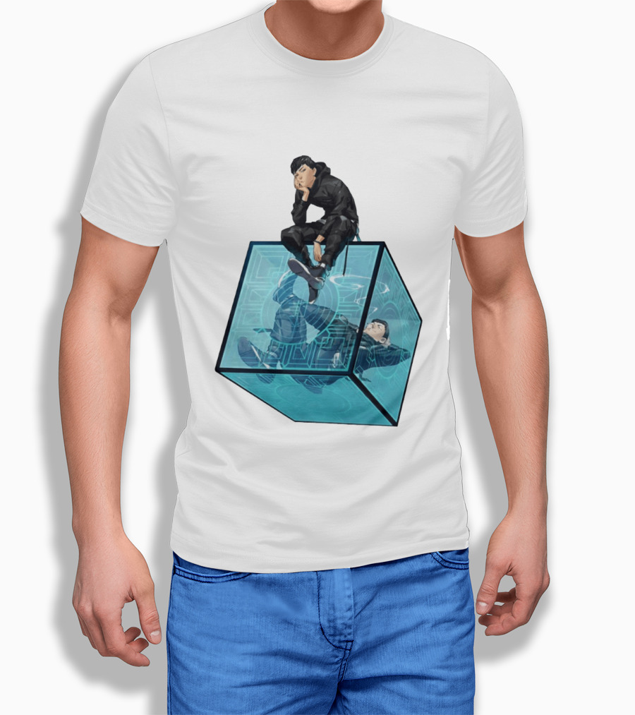 Ghostwire Tokyo Character Sitting On Cyber Cube T-Shirt
