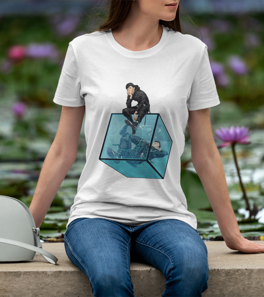 Ghostwire Tokyo Character Sitting On Cyber Cube T-Shirt