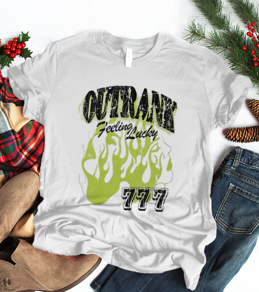 Outrank Feeling Lucky 777 Green Flames T-Shirt