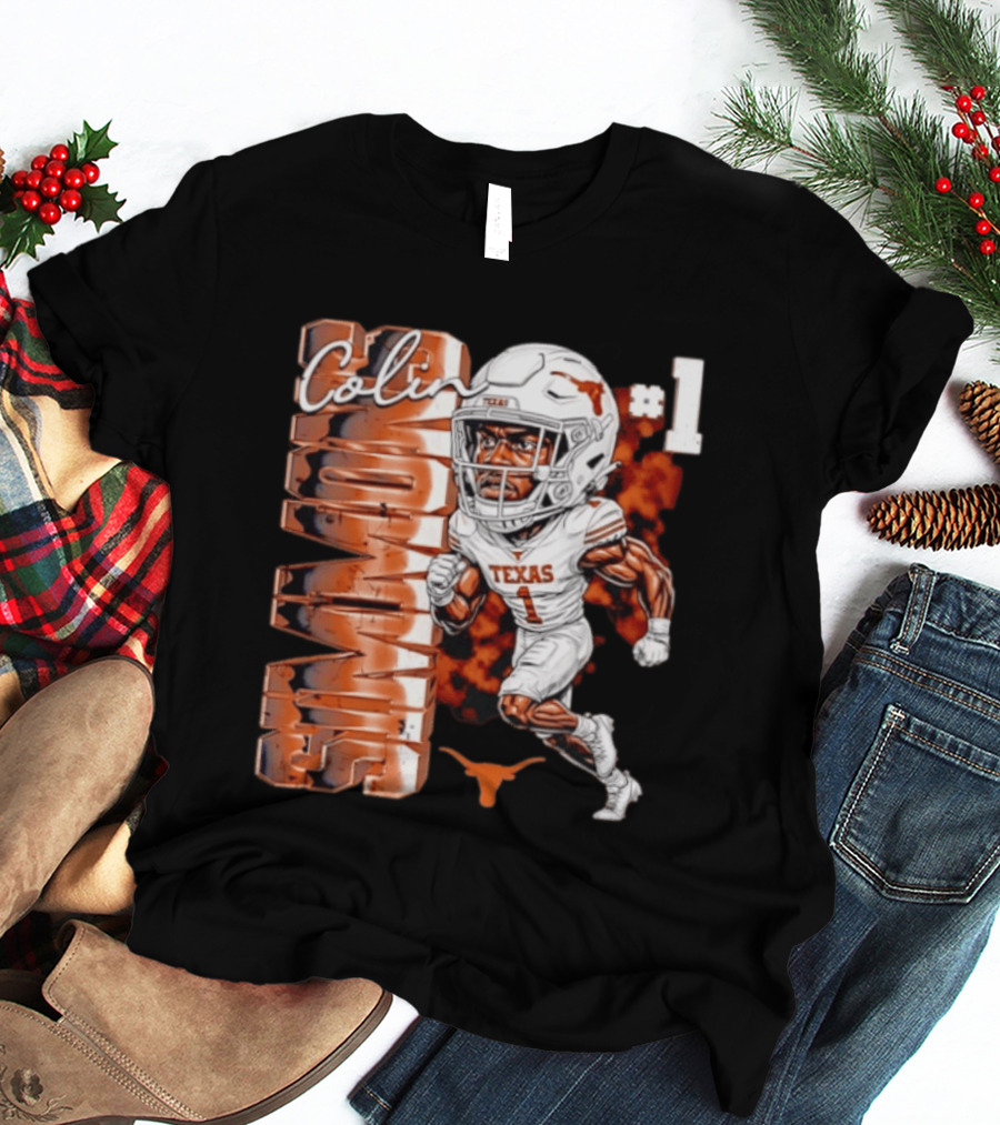 Colin Simmons #1 Texas Longhorns Football Caricature T-Shirt