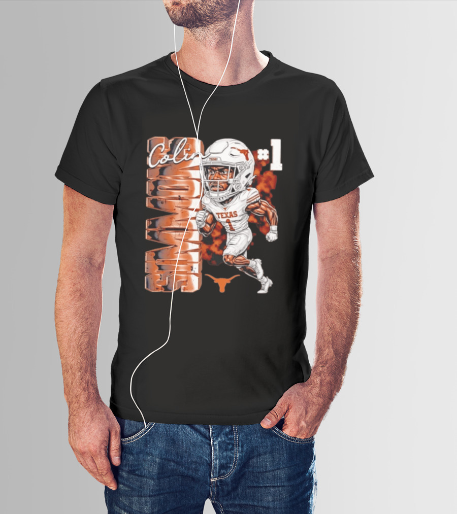 Colin Simmons #1 Texas Longhorns Football Caricature T-Shirt