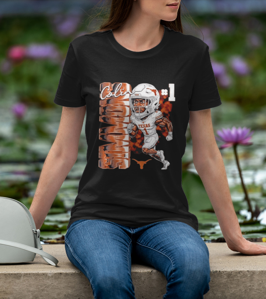 Colin Simmons #1 Texas Longhorns Football Caricature T-Shirt