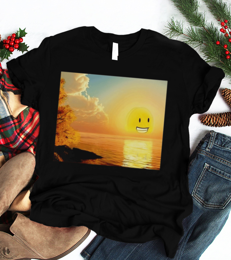 Golden Coin Face Sunset Over Water Inspired By Battle For Dream Island T-Shirt