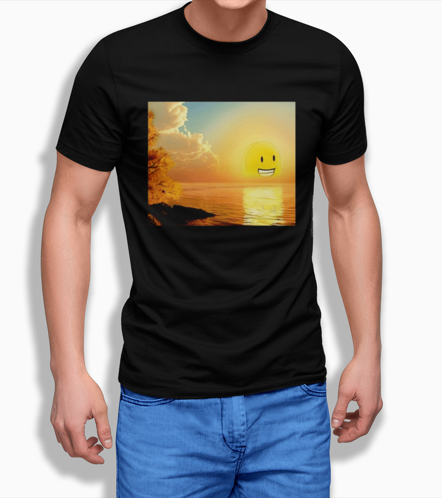 Golden Coin Face Sunset Over Water Inspired By Battle For Dream Island T-Shirt
