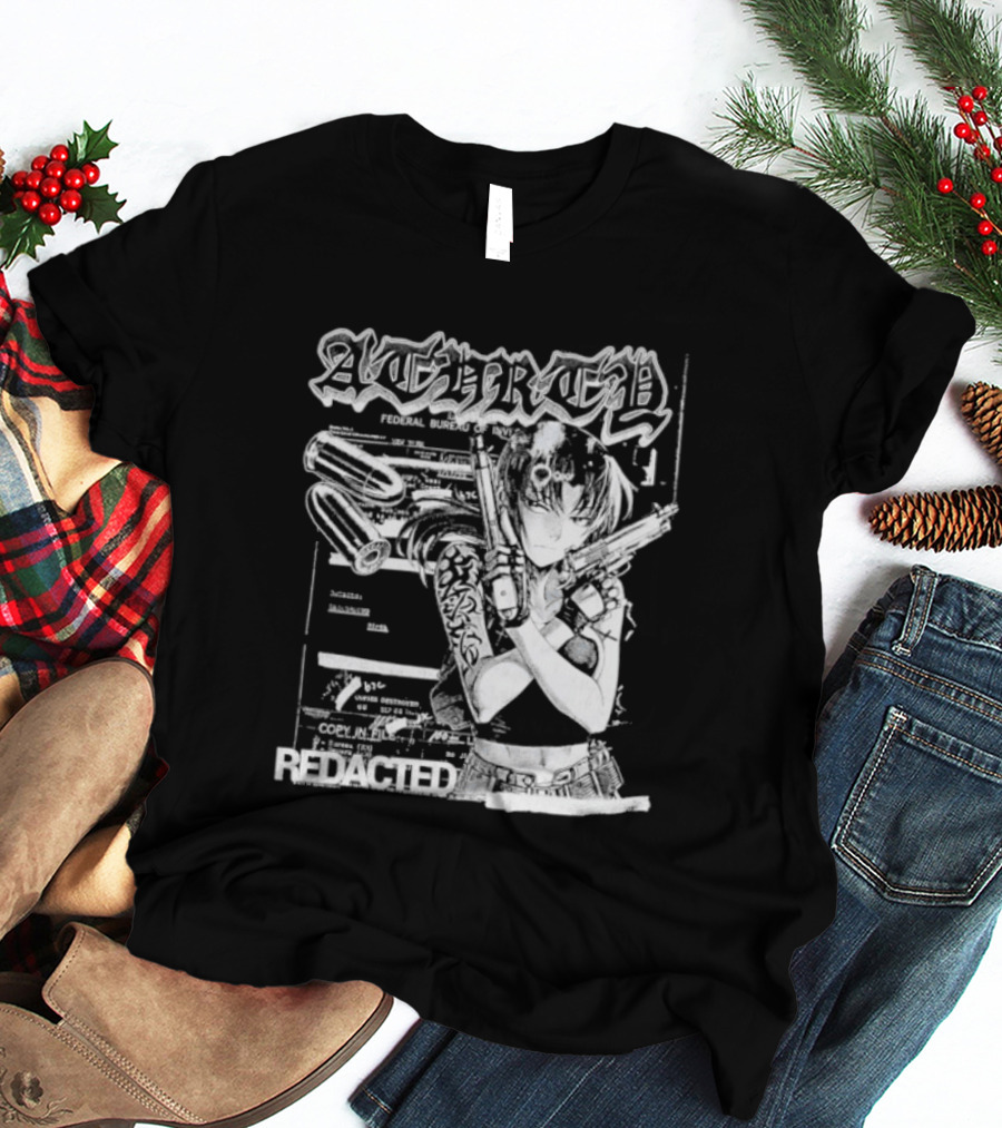 Top Revy With Gun Federal Bureau Of Investigation Redacted Anime Girl T-Shirt