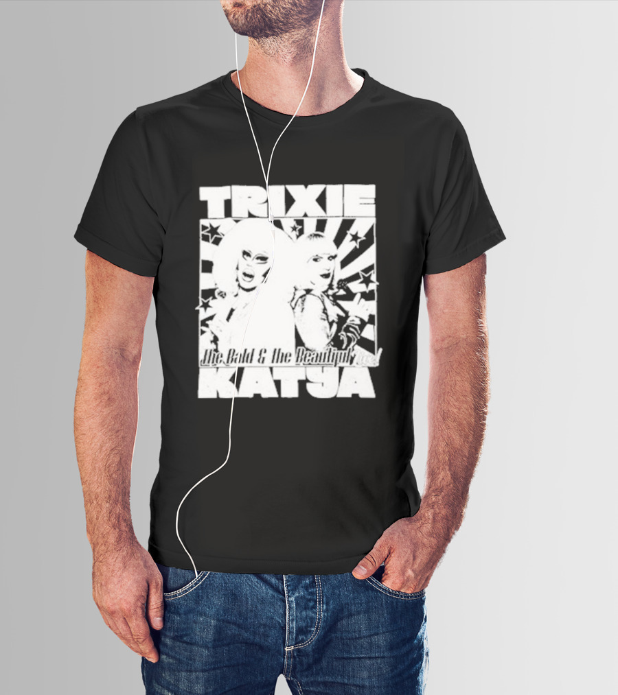 Trixie Katya The Bald And The Beautiful Stars Burst Microphone T-Shirt