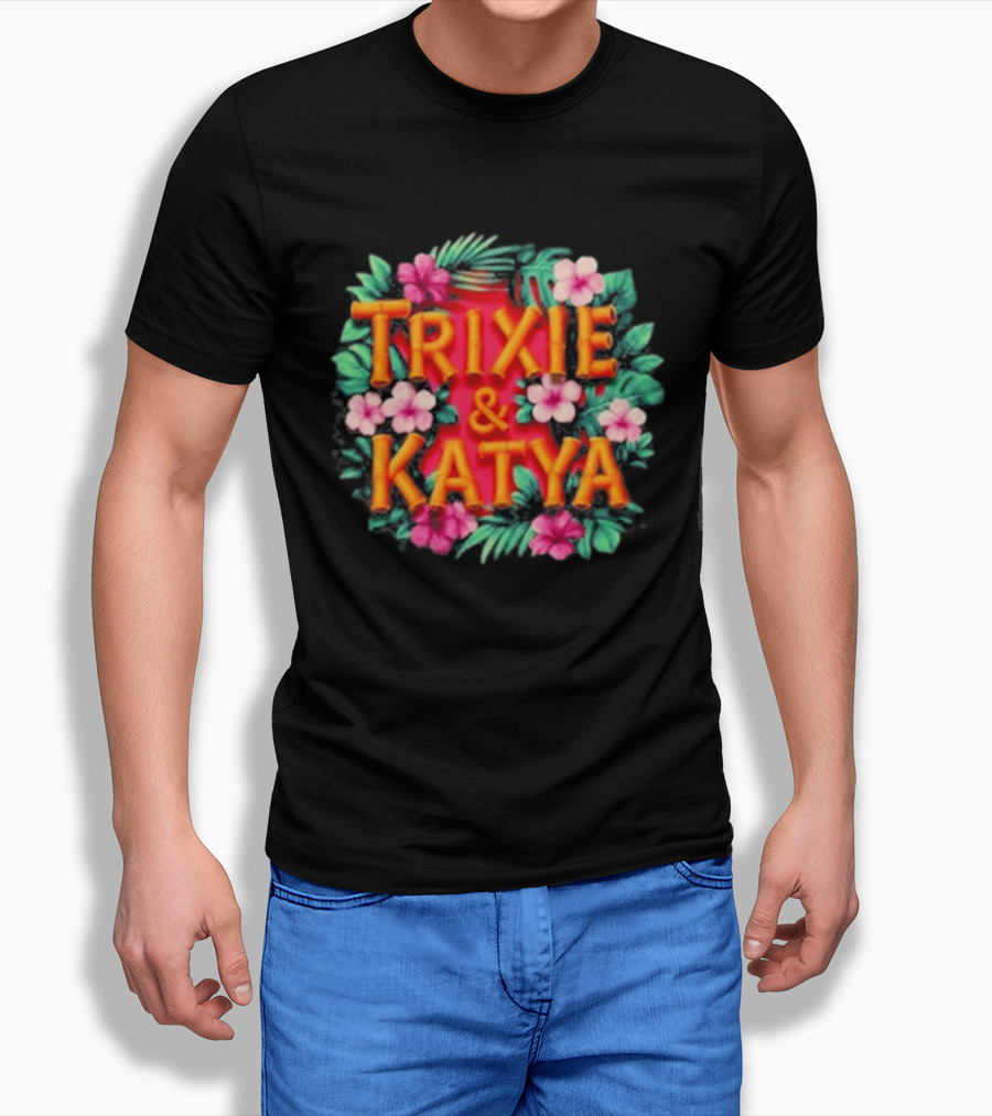 Trixie & Katya Tropical Floral Design Surfers T-Shirt