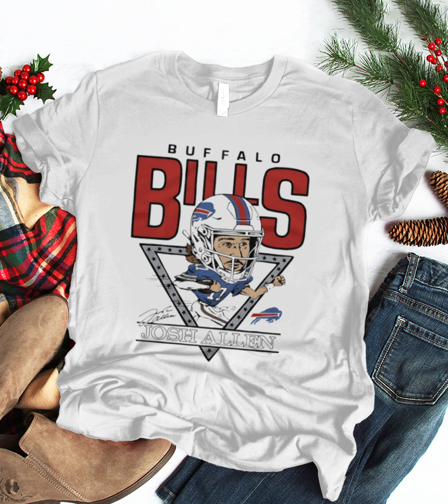 Buffalo Bills Josh Allen Football Caricature Triangle T-Shirt