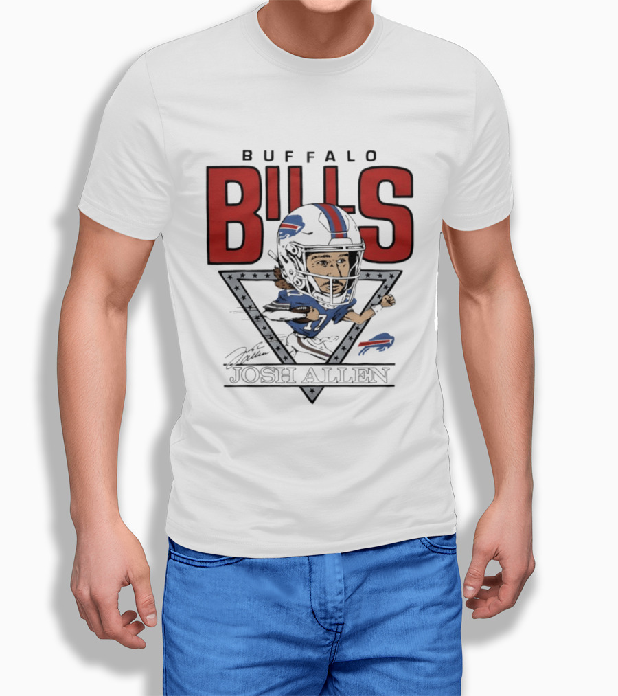 Buffalo Bills Josh Allen Football Caricature Triangle T-Shirt