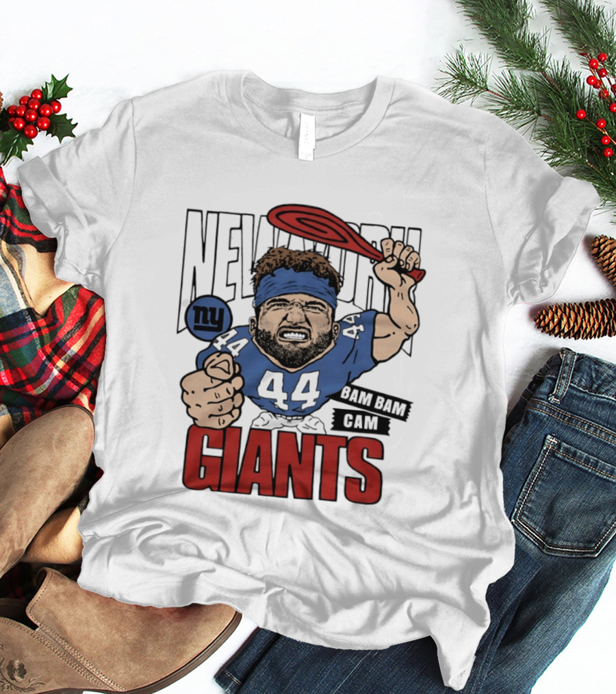 New York Giants Bam Bam Cam 44 Caricature Football ан T-Shirt