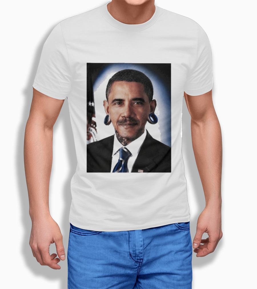 Obama President Political Fashion With Tattoos And Futuristic T-Shirt