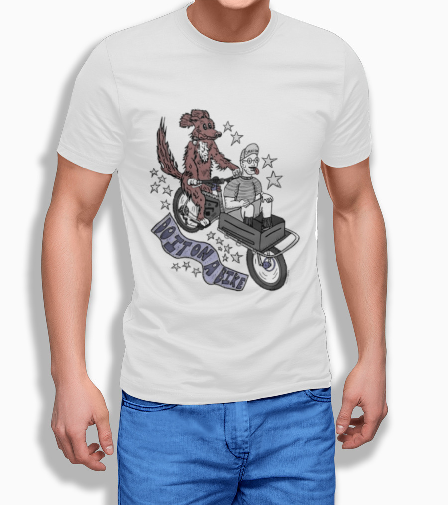 Original Dog On A Bike Omnium Cycling Matt Crank Free And High Stars T-Shirt