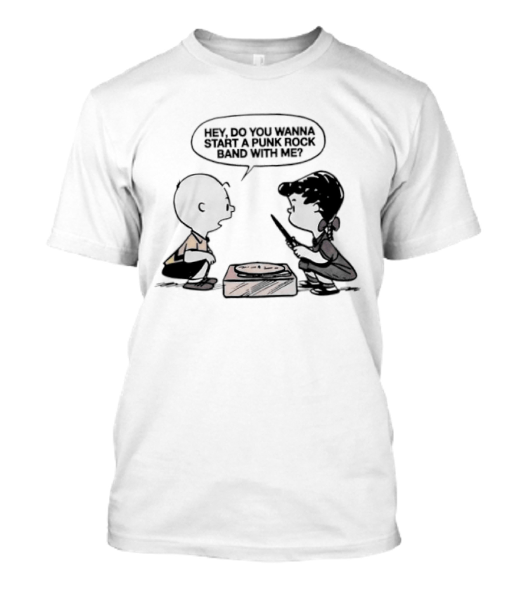 Peanuts Charlie Brown Lucy Van Pelt Hey Do You Wanna Start A Punk Rock Band With Me T-Shirt