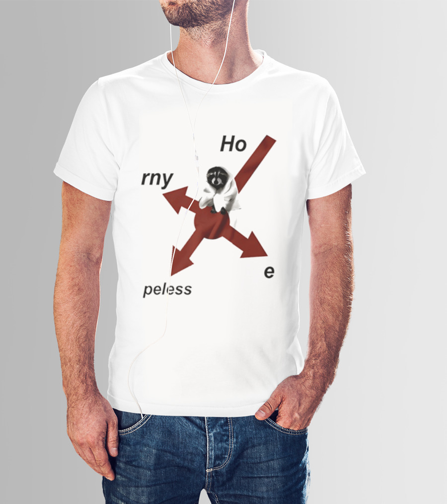 Raccoon Horny Hopeless Hoe Arrows T-Shirt