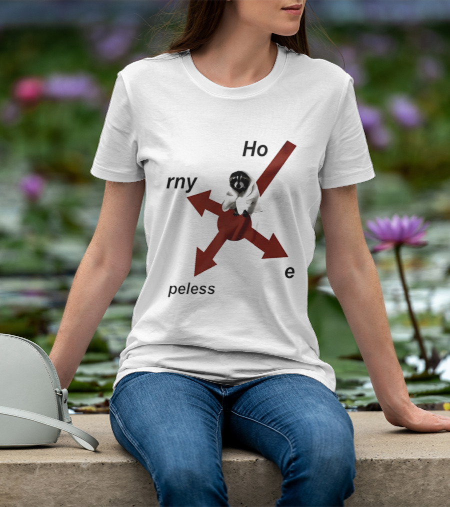 Raccoon Horny Hopeless Hoe Arrows T-Shirt