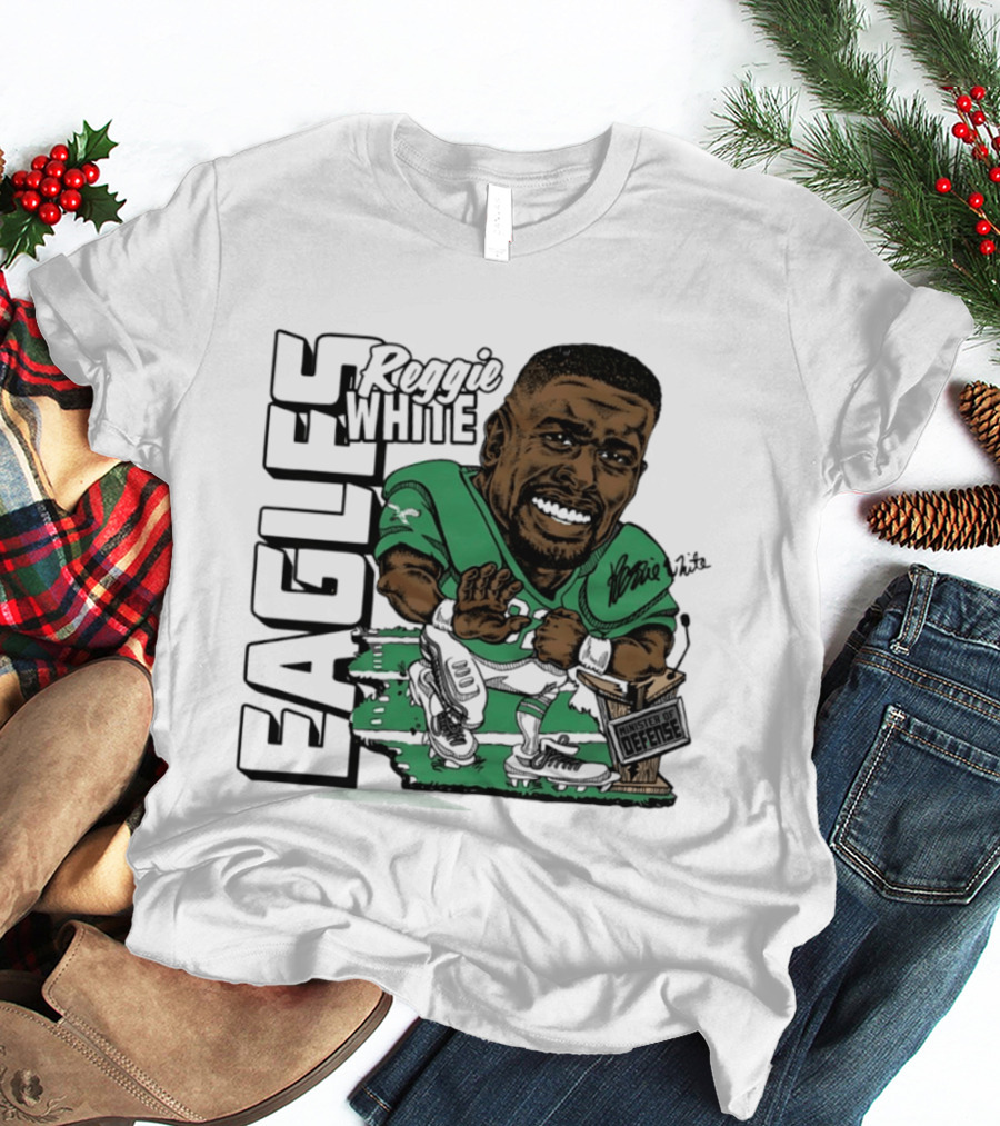 Reggie White Philadelphia Eagles Caricature Art NFL Legendary Player T-Shirt