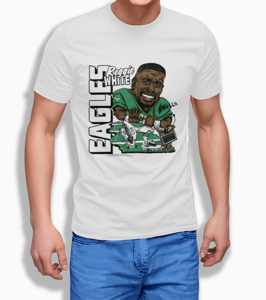 Reggie White Philadelphia Eagles Caricature Art NFL Legendary Player T-Shirt
