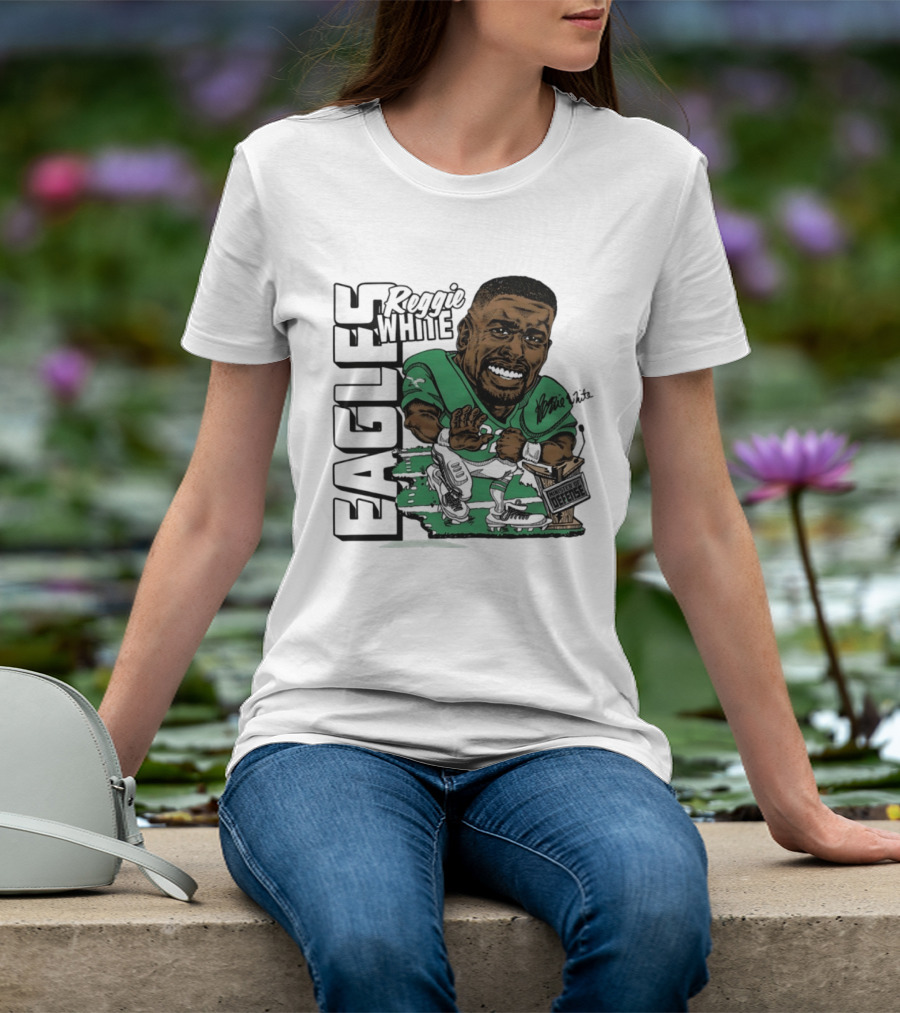 Reggie White Philadelphia Eagles Caricature Art NFL Legendary Player T-Shirt