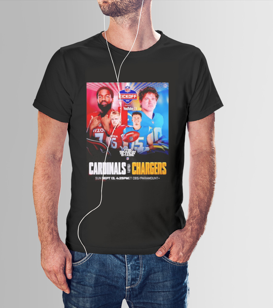 Cardinals Vs Chargers NFL Kickoff 2026 YouTube TV CBS Paramount September 13 T-Shirt