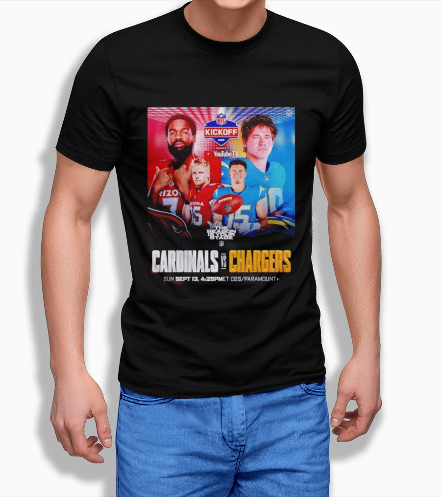 Cardinals Vs Chargers NFL Kickoff 2026 YouTube TV CBS Paramount September 13 T-Shirt