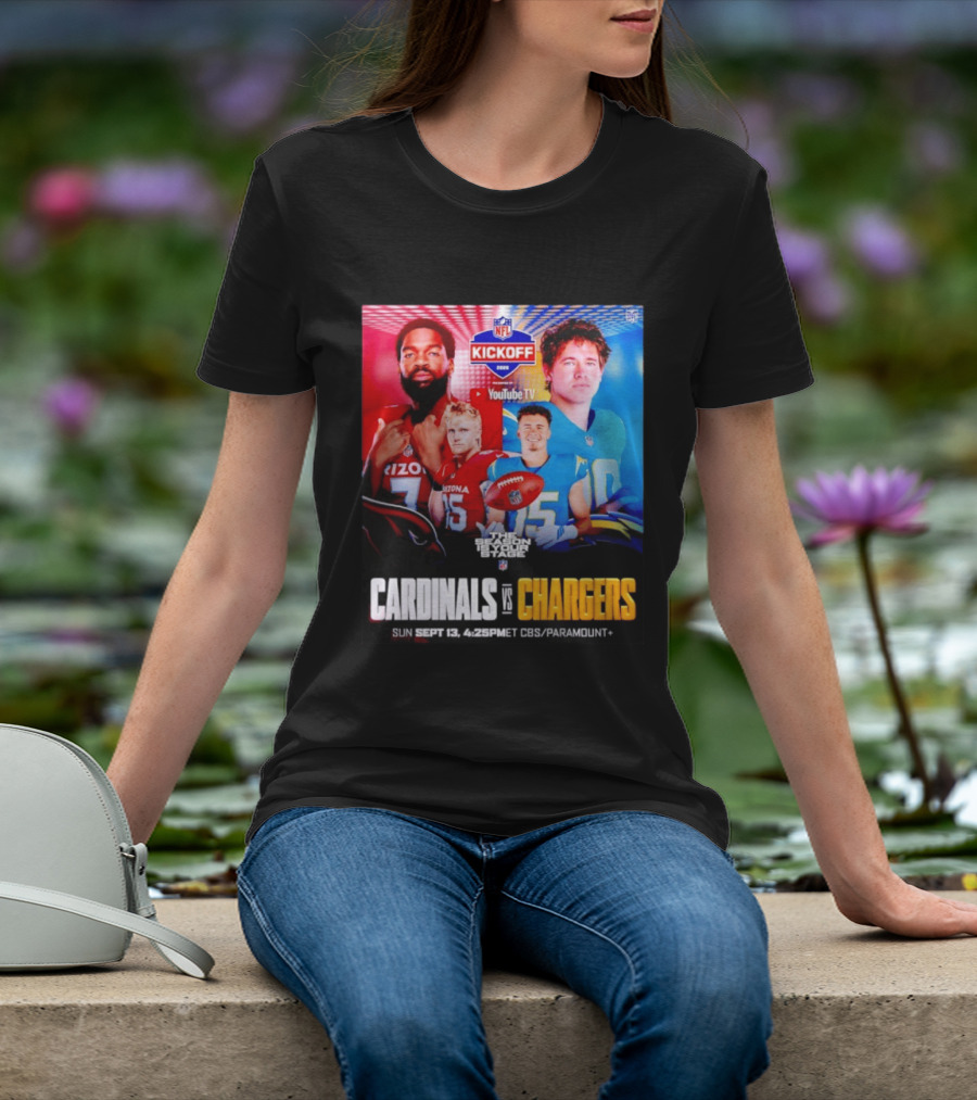 Cardinals Vs Chargers NFL Kickoff 2026 YouTube TV CBS Paramount September 13 T-Shirt