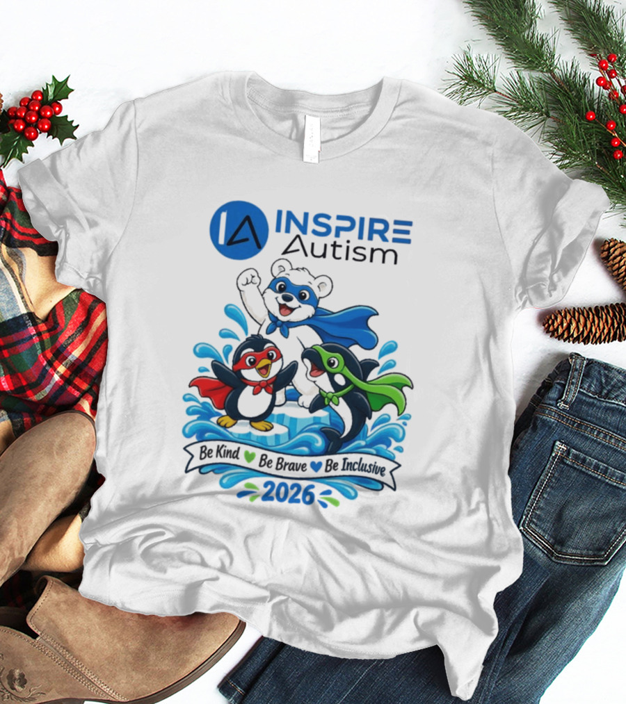 Inspire Autism Hero Walk 2026 Be Kind Brave Inclusive T-Shirt