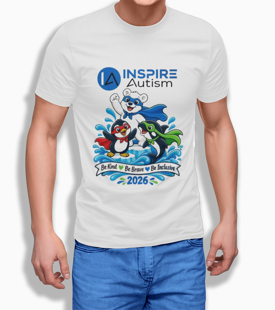 Inspire Autism Hero Walk 2026 Be Kind Brave Inclusive T-Shirt