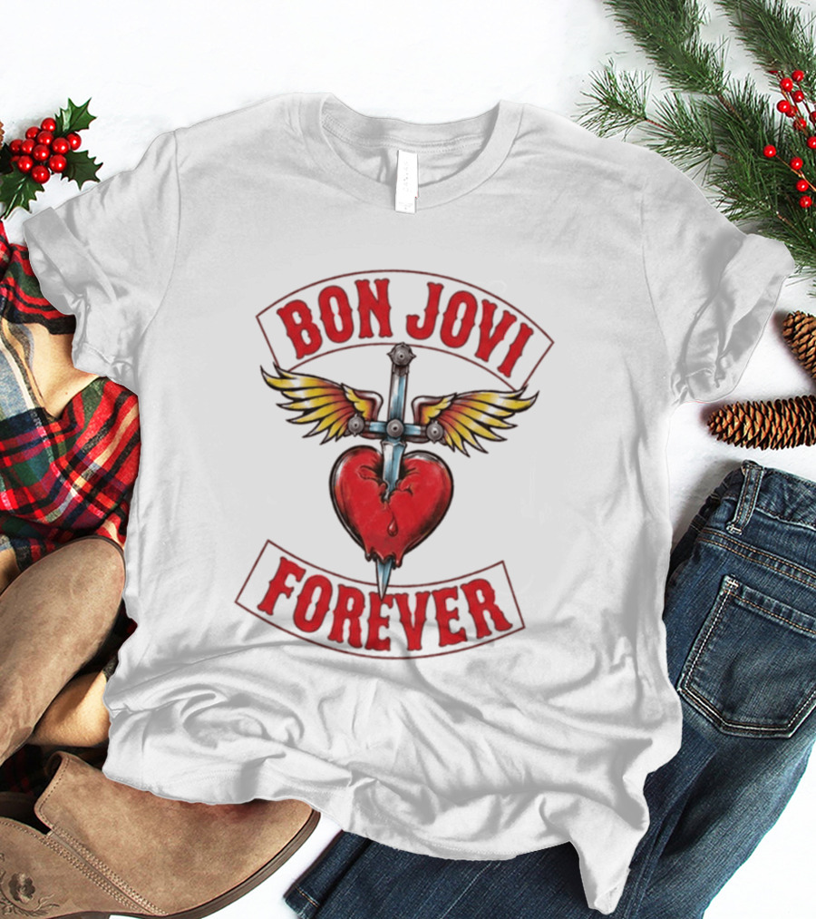 Bon Jovi Forever Heart Dagger Wings T-Shirt